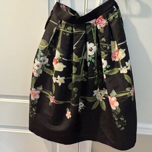Ted Baker Black Floral A-Line Skirt